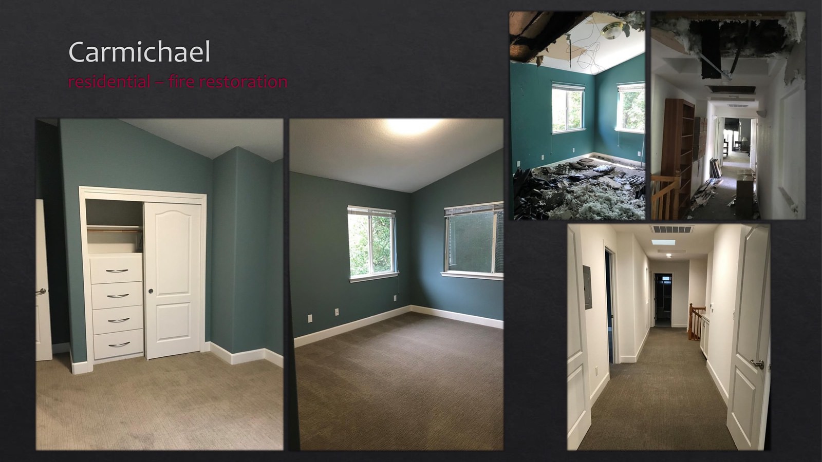 Carmichael Residential fire restoration - bedroom 