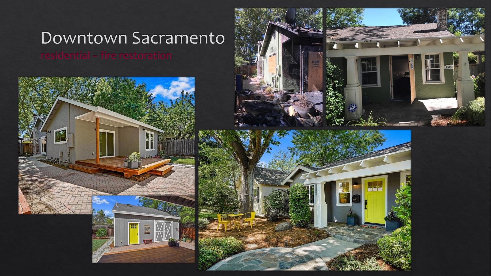 Downtown Sacramento Residential fire restoration - front and side of house - lightbox