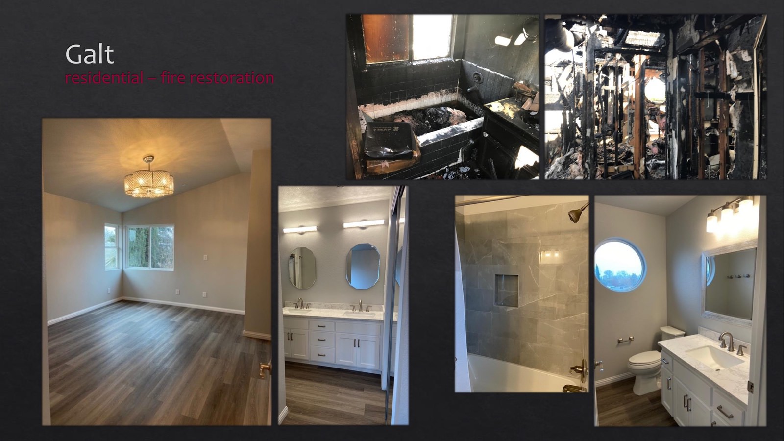 Galt Residential fire restoration - bathroom + living room - lightbox
